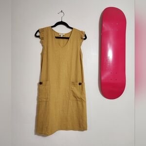Yellow Sleeveless Dress with Pockets